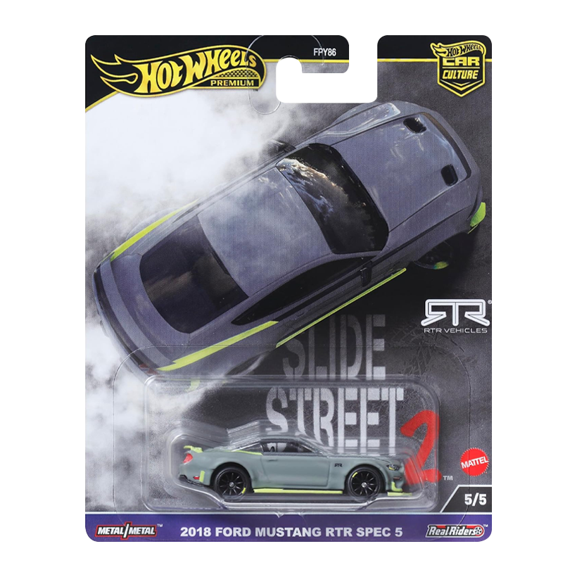 Машинка Premium Hot Wheels 2018 Ford Mustang RTR Spec 5 Slide Street 1:64 HKC85 Grey - Retromagaz