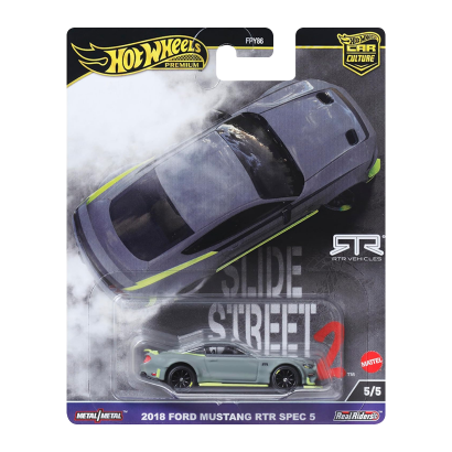 Машинка Premium Hot Wheels 2018 Ford Mustang RTR Spec 5 Slide Street 1:64 HKC85 Grey - Retromagaz