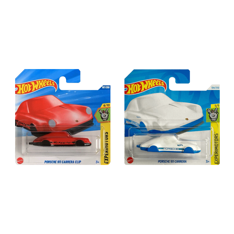 Набор Машинка Базовая Hot Wheels Porsche Porsche 911 Carrera Clip Experimotors 1:64 JBB12 Red  + White - Retromagaz