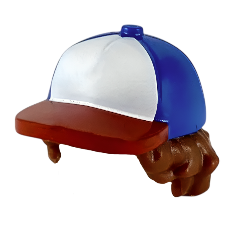 На Голову Lego Stranger Things Hair with Hat Bushy Hair with Blue Ball Cap Dustin Henderson TV Series 53980pb01 st005 6270987 Reddish Brown Б/У - Retromagaz