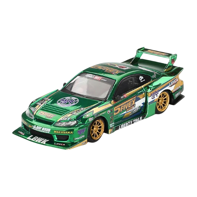 Машинка Premium MINI GT S15 SILVIA LB-Super Silhouette LBWK 2024 Fausto Racing 1:64 MGT00858-CH Green - Retromagaz