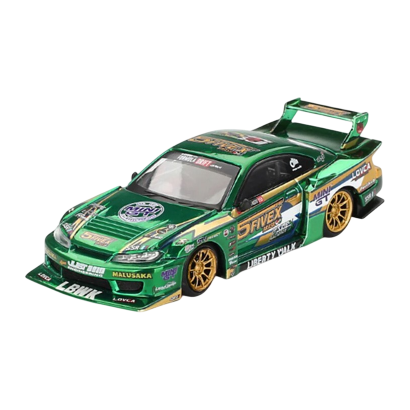 Машинка Premium MINI GT Nissan S15 SILVIA LB-Super Silhouette LBWK 2024 Fausto Racing 1:64 MGT00858-CH Green Машинка Premium MINI GT Nissan S15 SILVIA LB-Super Silhouette LBWK 2024 Fausto Racing 1:64 MGT00858-CH Green - Retromagaz
