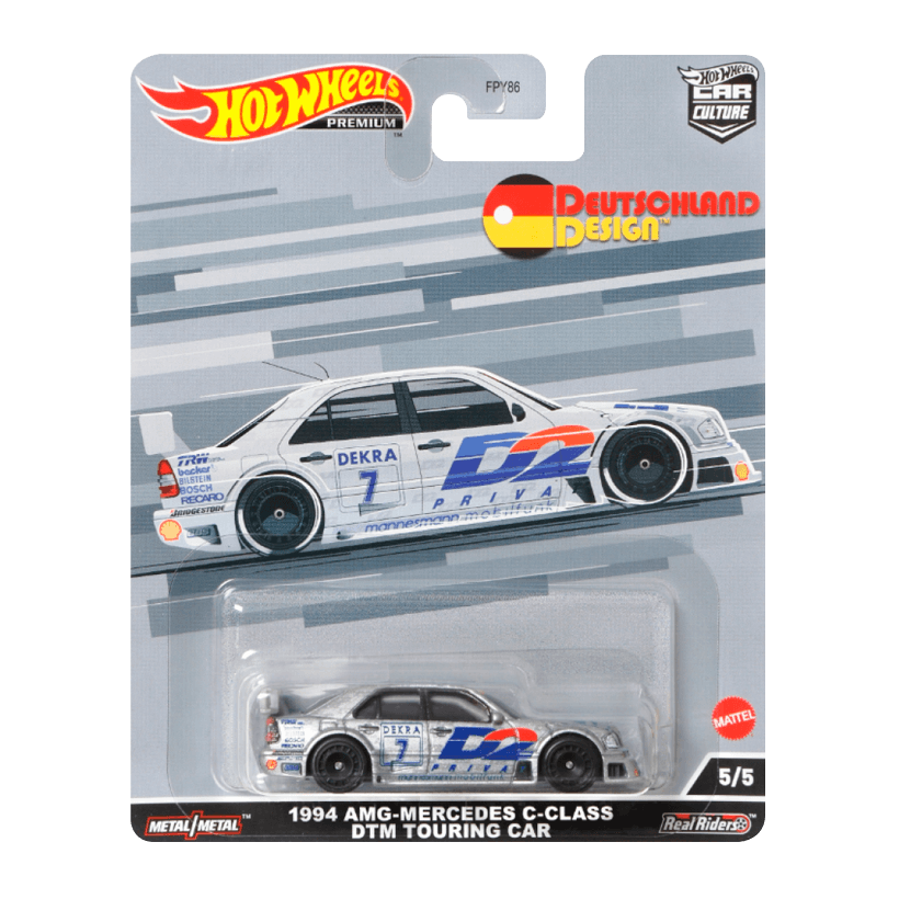 Машинка Premium Hot Wheels 1994 AMG-Mercedes C-Class DTM Touring Car Deutschland Design 1:64 HCJ80 Silver - Retromagaz