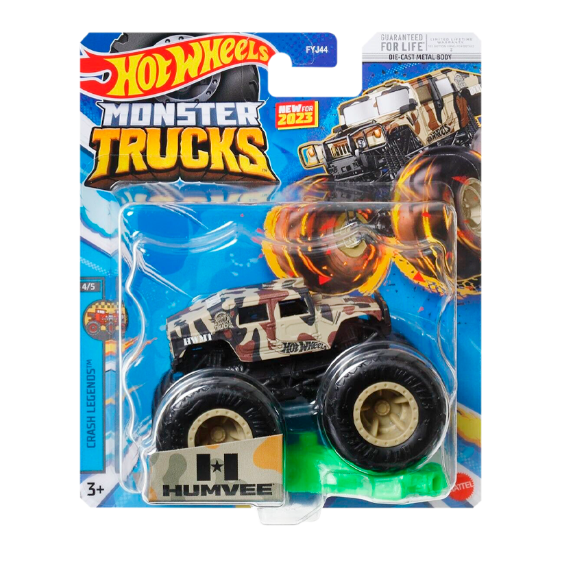 Машинка-Позашляховик Hot Wheels Humvee Monster Truck Crash Legends 1:64 HKM39 Tan - Retromagaz
