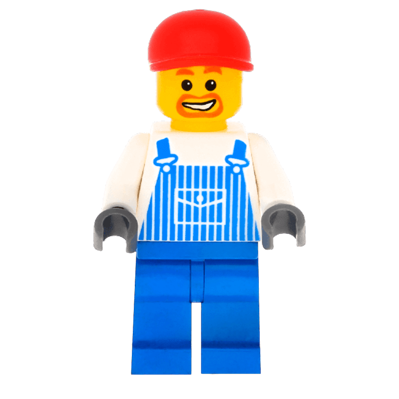 Фігурка Lego People 973pb0009 Overalls Striped Blue with Pocket City ovr038 Б/У - Retromagaz