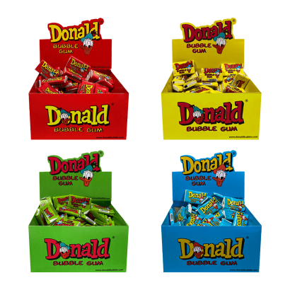 Набор Жевательная Резинка 100шт Donald Bubble Gum Red Blue Yellow Green 4,5g - Retromagaz