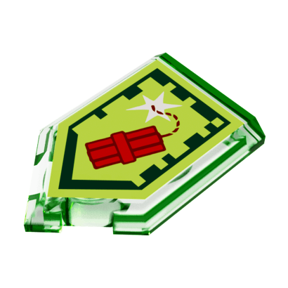 Плитка Lego Pentagonal Nexo Power Shield Pattern Dynamighty Модифицированная Декоративная 2 x 3 22385pb028 6133484 6247408 Trans-Bright Green 4шт Б/У - Retromagaz