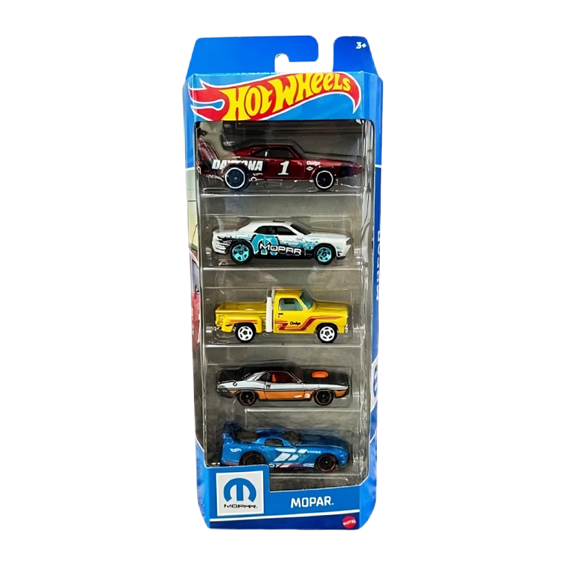 Машинка Базовая 5шт Hot Wheels Dodge Charger Daytona / Challenger SRT8 / Express Truck / Hemi / Viper GTS-R Mopar 1:64 HTV48 White - Retromagaz