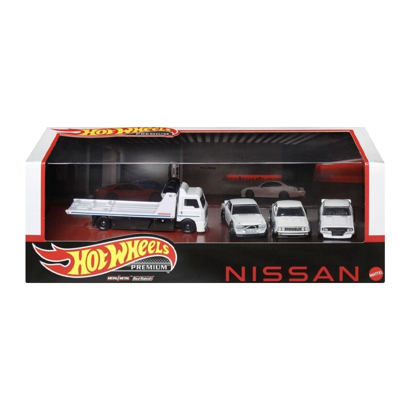 Машинка Premium 4шт Hot Wheels Nissan Skyline HT 2000GT-X / C210 / 2000GT-R LBWK / Fleet Street Diorama 1:64 HKC16 White - Retromagaz