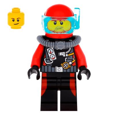 Фігурка Lego City Deep Sea Explorers 973pb2015 Scuba Diver Male cty0558 1шт Б/У Хороший - Retromagaz