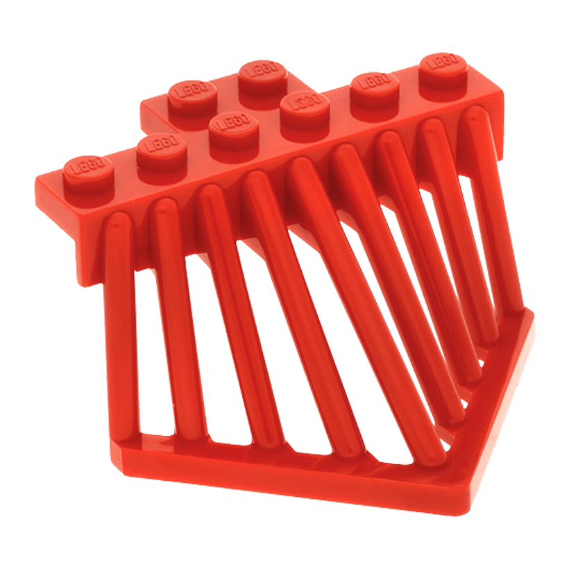 Для Поезда Lego Перед Cow Catcher with Sloped Bars 2 x 6 90201 4583899 6252582 Red Б/У - Retromagaz