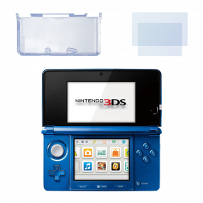 Набір Консоль Nintendo 3DS Модифікована 32GB Cobalt Blue + 10 Вбудованих Ігор Б/У Хороший  + Захисна Плівка RMC Trans Clear Новий  + Чохол Твердий RMC Trans Clear Новий - Retromagaz