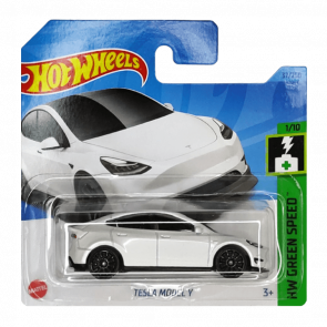 Машинка Базова Hot Wheels Tesla Model Y Green Speed HKG28 White Новий - Retromagaz