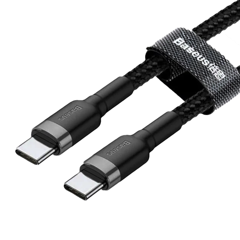 Кабель Baseus Cafule Flash Charging 20V 3A PD2.0 60W USB Type-C - USB Type-C Black Grey 2m - Retromagaz