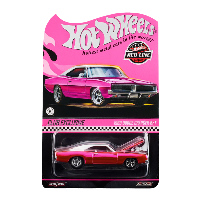 Машинка Premium Hot Wheels 1969 Dodge Charger R/T Red Line Club RLC 1:64 JCP32 Pink - Retromagaz