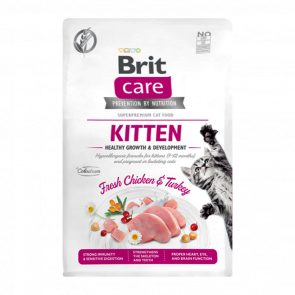 Сухий Корм для Котів Brit Care Kitten Growth & Developmen Курка та Індичка 2kg - Retromagaz