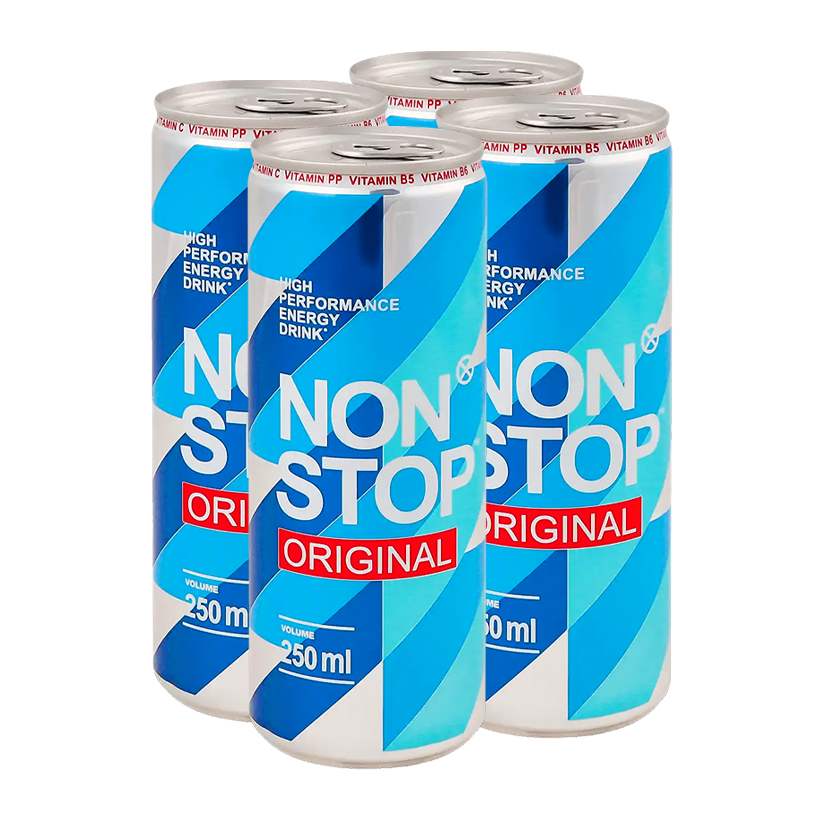 Набір Напій Енергетичний 4шт Non Stop Original 250ml - Retromagaz