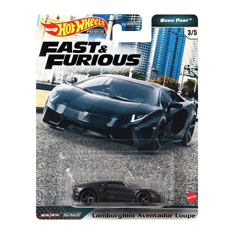 Машинка Premium Hot Wheels Lamborghini Aventador Coupe Fast & Furious 1:64 GXV65 Black - Retromagaz