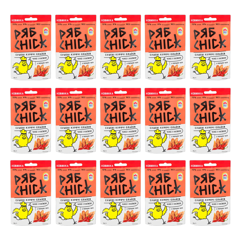 Набор Слайсы 15шт РябChick Куриные с Перцем Чили Сушеные 30g - Retromagaz