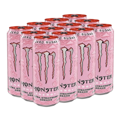 Набор Напиток Энергетический 12шт Monster Energy Ultra Strawberry Dreams Zero Sugar 500ml - Retromagaz