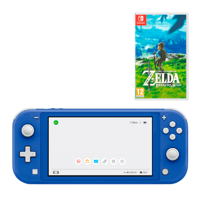 Набір Консоль Nintendo Switch Lite 32GB Blue Новий  + Гра The Legend of Zelda Breath of The Wild Російська Озвучка - Retromagaz