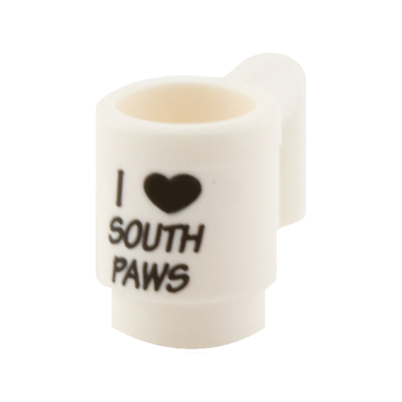 Посуда Lego Cup with Black 'I' Heart 'SOUTH PAWS' Pattern 3899pb005 6064740 White Б/У - Retromagaz