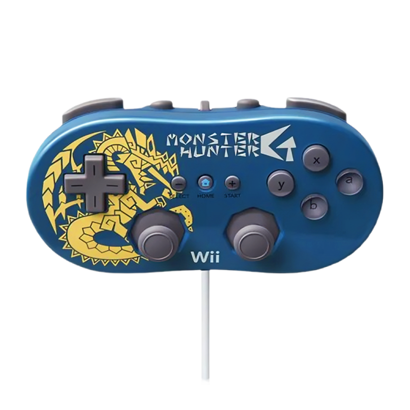 Геймпад Проводной Nintendo Wii RVL-005 Classic Controller SNES / NES Mini Monster Hunter G Limited Edition Blue 1m Б/У - Retromagaz