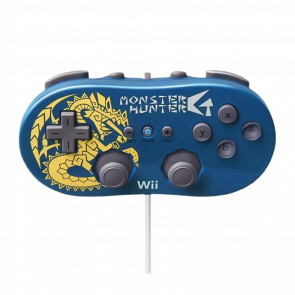 Геймпад Дротовий Nintendo Wii RVL-005 Classic Controller Monster Hunter G Limited Edition Blue 1m Б/У - Retromagaz