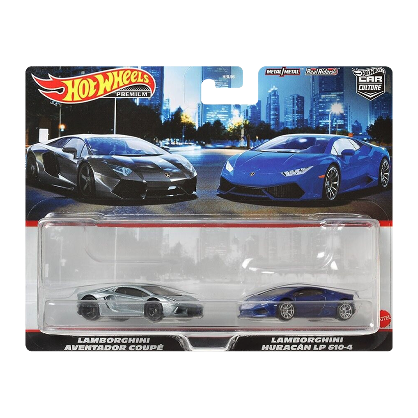 Машинка Premium 2шт Hot Wheels Lamborghini Aventador Coupe / Huracan LP 610-4 2-Packs 1:64 HFF32 Grey - Retromagaz