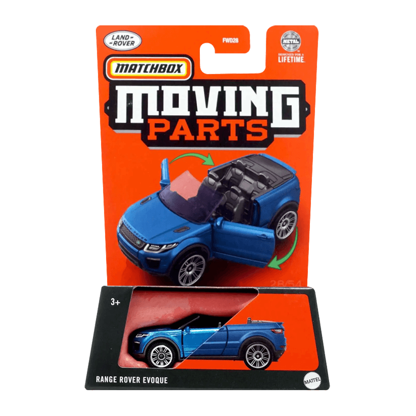 Тематична Машинка Matchbox Range Rover Evoque Moving Parts 1:64 FWD28/HVN11 Blue - Retromagaz