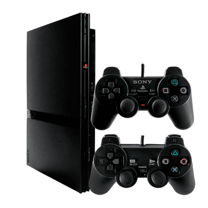 Набор Консоль Sony PlayStation 2 Slim SCPH-7xxx Europe Black Б/У  + Геймпад Проводной DualShock 2 SCPH-000 - Retromagaz