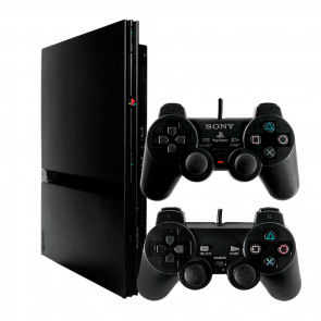 Набір Консоль Sony PlayStation 2 Slim SCPH-7xxx Europe Black Б/У  + Геймпад Дротовий DualShock 2 SCPH-000 - Retromagaz