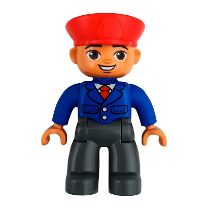 Фігурка Lego Train Conductor Dark Bluish Grey Legs Blue Jacket Duplo Boy 47394pb165a Б/У - Retromagaz