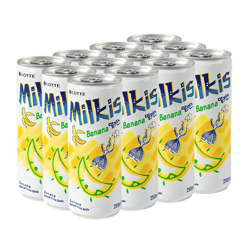 Набор Напиток 12шт Lotte Milkis Газированный Молочный Банан 250ml - Retromagaz