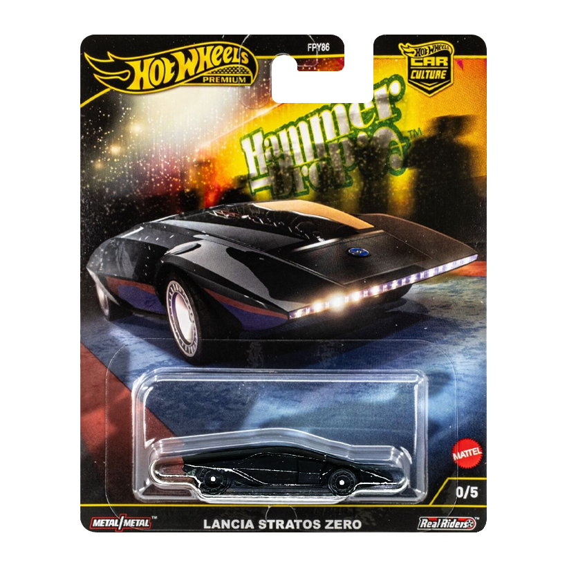 Машинка Premium Hot Wheels Lancia Stratos Zero Chase Hammer Drop 1:64 HRW10 Black - Retromagaz