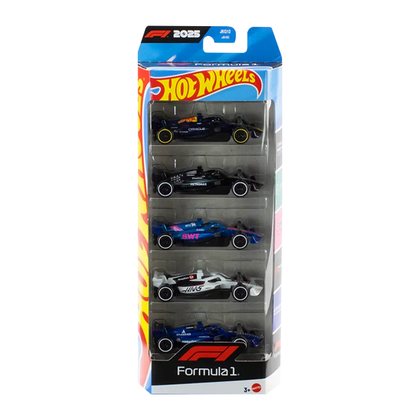 Машинка Базовая 5шт Hot Wheels Formula One F1 Race Team 1:64 JKG12 Black - Retromagaz