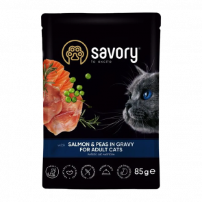 Вологий Корм Savory Лосось та Горошок для Котів 85g - Retromagaz