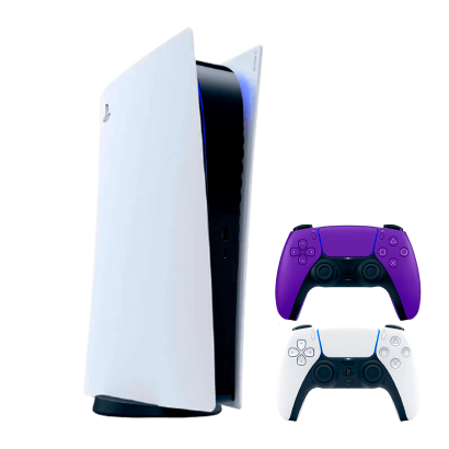 Набір Консоль Sony PlayStation 5 Digital Edition 825GB White Новий  + Геймпад Бездротовий DualSense Purple - Retromagaz