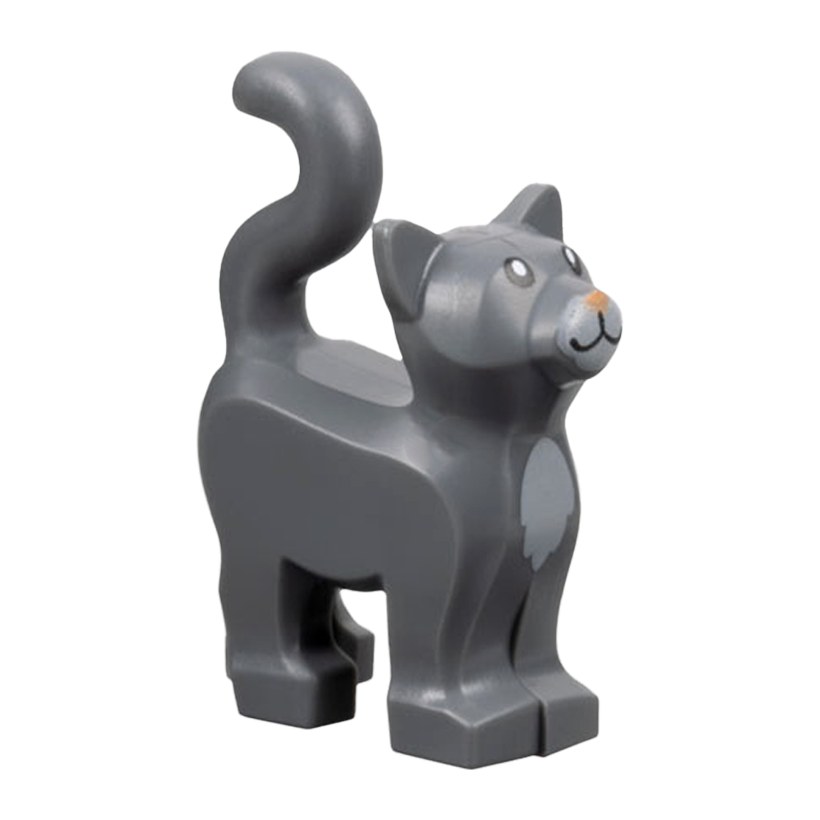 Фігурка Lego Земля Cat Standing with Light Bluish Gray Chest and Muzzle and Nougat Nose Pattern Animals 13786pb09 6419126 Dark Bluish Grey Б/У - Retromagaz