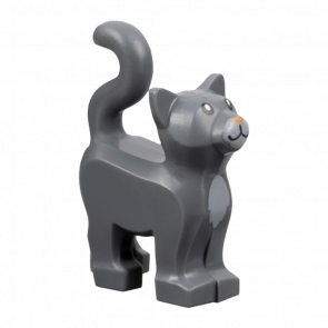 Фигурка Lego Земля Cat Standing with Light Bluish Gray Chest and Muzzle and Nougat Nose Pattern Animals 13786pb09 Dark Bluish Grey Б/У - Retromagaz