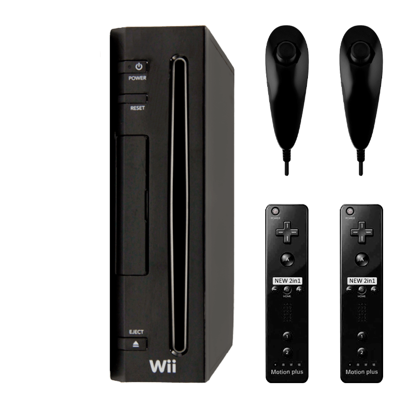 Набір Консоль Nintendo Wii RVL-001 Europe 512MB Black Б/У  + Контролер Бездротовий RMC Remote Plus Новий 2шт + Контролер Дротовий Nunchuk Новий 2шт - Retromagaz