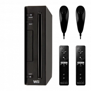 Набір Консоль Nintendo Wii FAT Europe 512MB Black Б/У Хороший + Контролер RMC Remote Plus Новий 2шт + Nunchuk 2шт