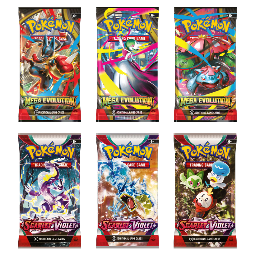 Набір Картки Колекційні Гра Pokemon Mega Evolution 3шт + Колекційні Гра Scarlet & Violet - Base Set 3шт - Retromagaz