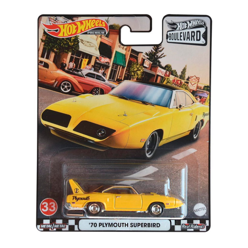 Машинка Premium Hot Wheels '70 Plymouth Superbird Boulevard 1:64 GRM06 Yellow - Retromagaz