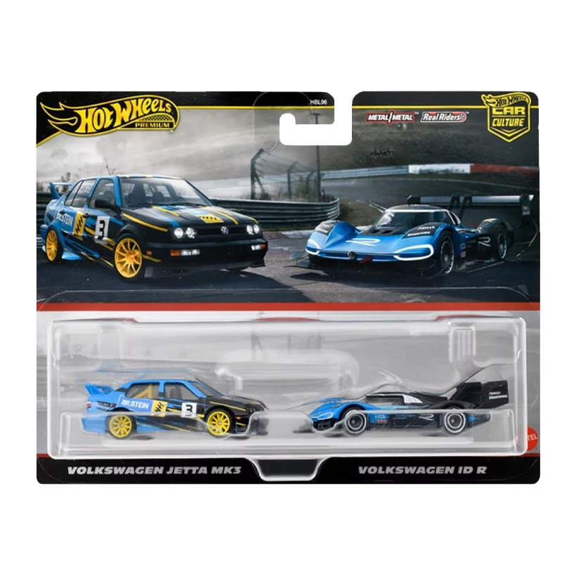 Машинка Premium 2шт Hot Wheels Volkswagen Jetta MK3 / ID R 2-Packs 1:64 HRR83 Blue - Retromagaz