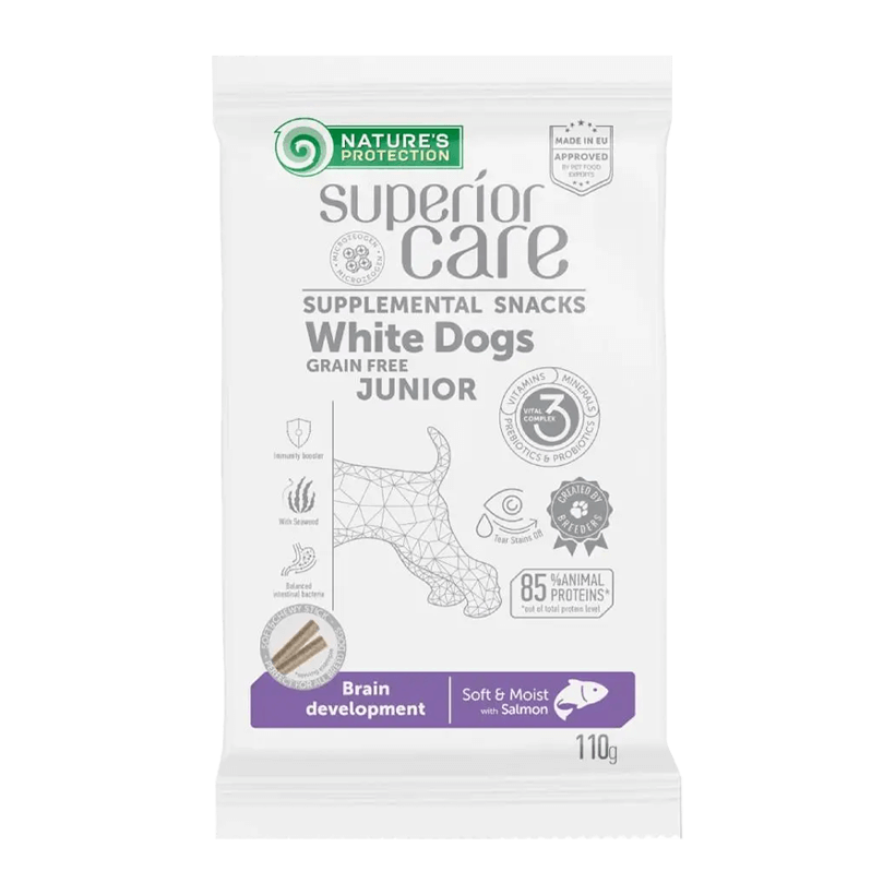 Лакомства Nature's Protection для Собак Nature's Protection Superior Care White Dogs Brain Development Лосось 100g - Retromagaz