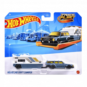 Машинка Базова Hot Wheels Volvo 240 та Транспортер Drift Camper Track Fleet 1:64 HVD99 Teal 2шт - Retromagaz