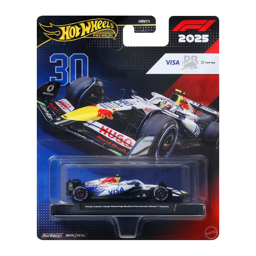 Машинка Premium Hot Wheels Visa Cash App Racing Bulls Formula One Team (#30 Liam Lawson) 1:64 JKD79 Blue - Retromagaz