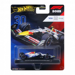 Машинка Premium Hot Wheels Visa Cash App Racing Bulls Formula One Team (#30 Liam Lawson) 1:64 JKD79 Blue - Retromagaz