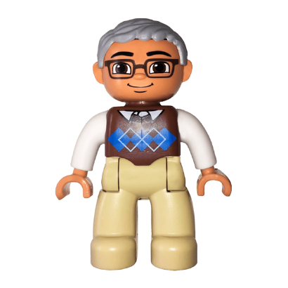 Фигурка Lego Tan Legs Reddish Brown Argyle Sweater Duplo Boy 47394pb174 Б/У - Retromagaz